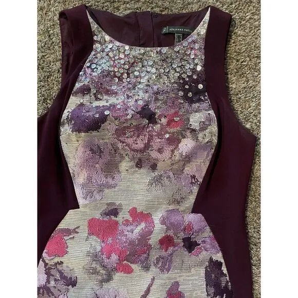 Adrianna Papell‎ Floral Colorblock  Sheath Dress Size 4