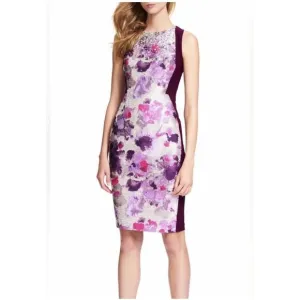 Adrianna Papell‎ Floral Colorblock  Sheath Dress Size 4