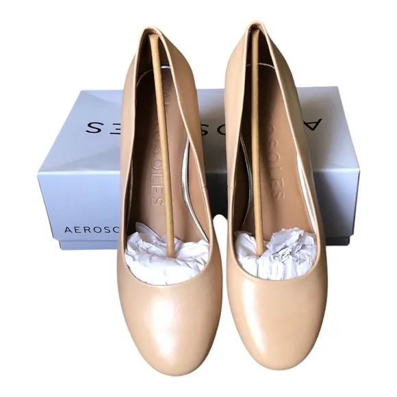 Aerosoles NIB Women's Simple Timeless Pump Light Stone 11W Mid Heel Rounded Toe
