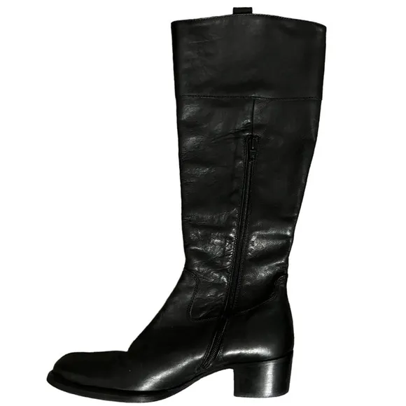 AGL ✘ Attilio Giusti Leombruni Leather Suede Riding Boots Black Tall Size 5.5 M