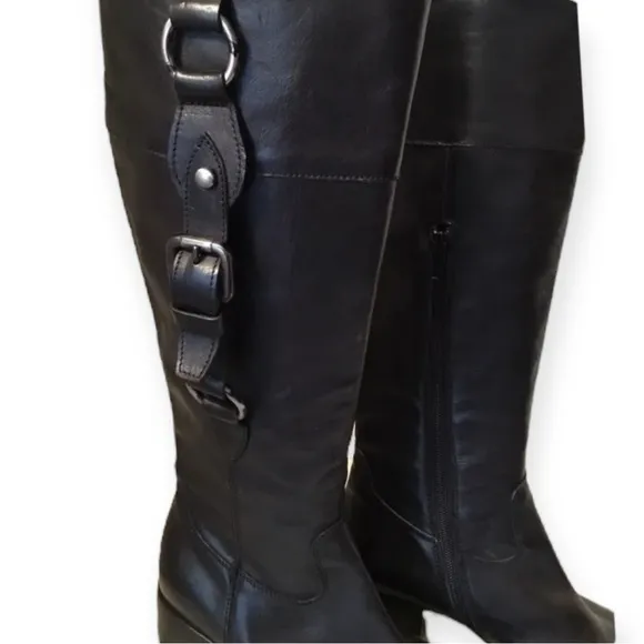 AGL ✘ Attilio Giusti Leombruni Leather Suede Riding Boots Black Tall Size 5.5 M