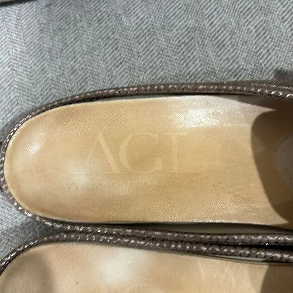 AGL ATTILIO GIUSTI LEOMBRUNI silver Shimmer Mules Shoes EU 39 1/2 US 9.5