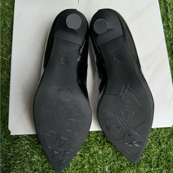 AGL Black Patent leather heel pump size 37 US 7 like new $440