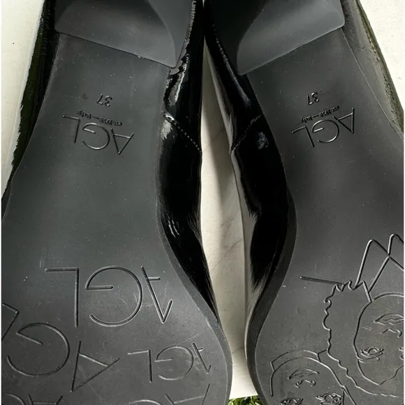 AGL Black Patent leather heel pump size 37 US 7 like new $440