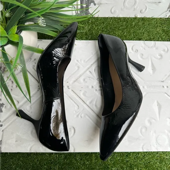 AGL Black Patent leather heel pump size 37 US 7 like new $440