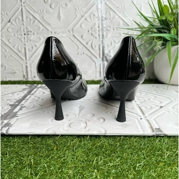 AGL Black Patent leather heel pump size 37 US 7 like new $440