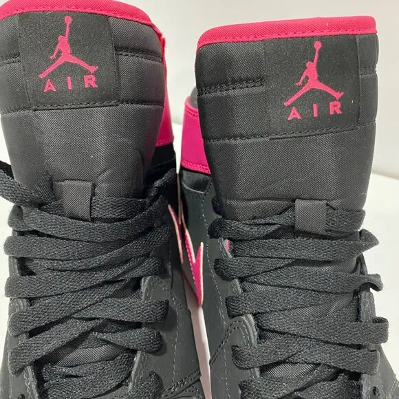 Air Jordan 1 Retro High Black &amp; Vivid Pink Youth Size 9Y Basketball Sneakers