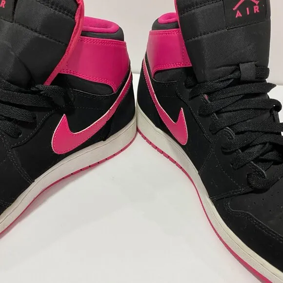 Air Jordan 1 Retro High Black &amp; Vivid Pink Youth Size 9Y Basketball Sneakers