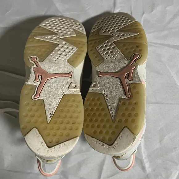 Air Jordan Women's Shoes Size 6.5 Retro Gold Hoops Pink White High Tops Sneakers