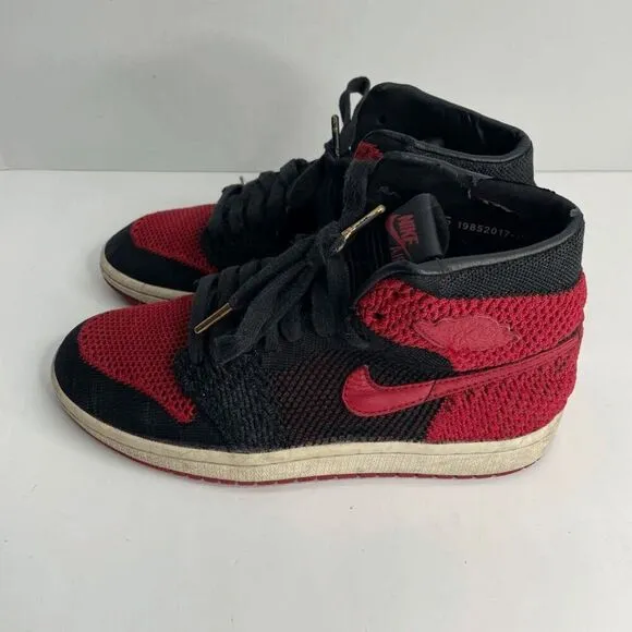 Air Jordan 1 Retro High FlyKnit Bred GS Size 6.5 Shoes‎ Sneakers (READ)