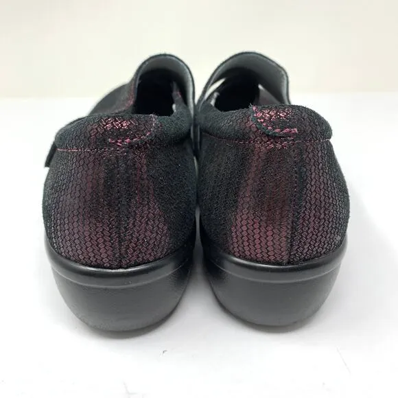 Alegria Lauryn Women's Sz 38 US 8-8.5 Slip-On Shoes Cross Strap Low Heel Maroon