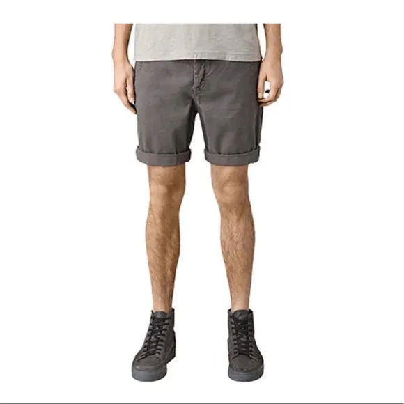 All Saints Grey Mitre Deck Shorts Size 33