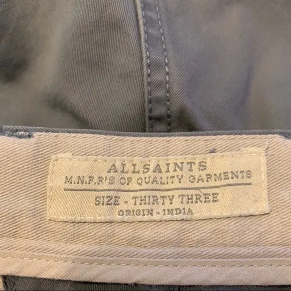 All Saints Grey Mitre Deck Shorts Size 33