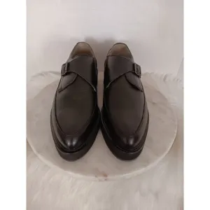 All Saints Luke Men's 11 US 44 EU Monk Strap Creeper Loafers Shoes Black Leather