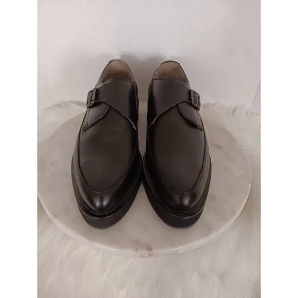 All Saints Luke Men's 11 US 44 EU Monk Strap Creeper Loafers Shoes Black Leather