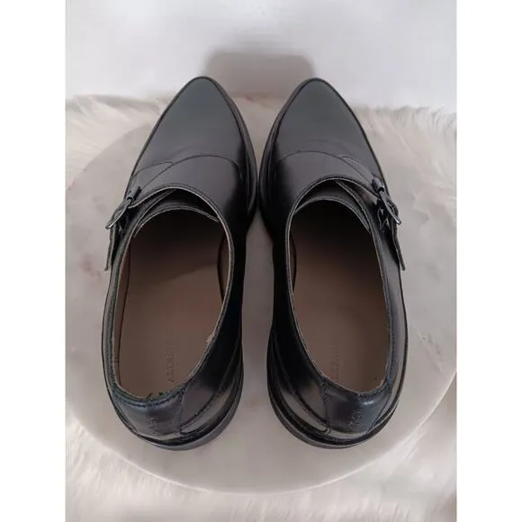 All Saints Luke Men's 11 US 44 EU Monk Strap Creeper Loafers Shoes Black Leather