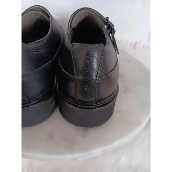 All Saints Luke Men's 11 US 44 EU Monk Strap Creeper Loafers Shoes Black Leather
