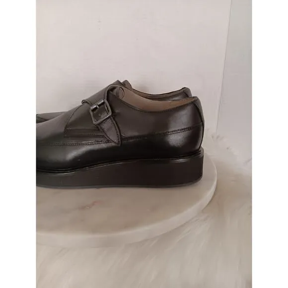 All Saints Luke Men's 11 US 44 EU Monk Strap Creeper Loafers Shoes Black Leather