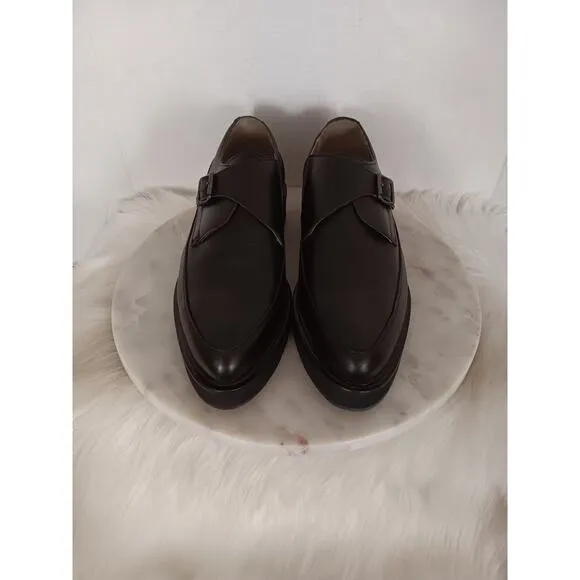 All Saints Luke Men's 11 US 44 EU Monk Strap Creeper Loafers Shoes Black Leather