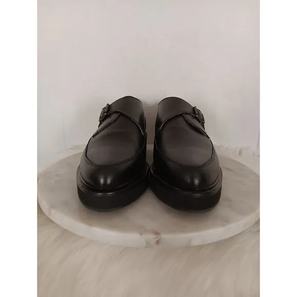 All Saints Luke Men's 11 US 44 EU Monk Strap Creeper Loafers Shoes Black Leather