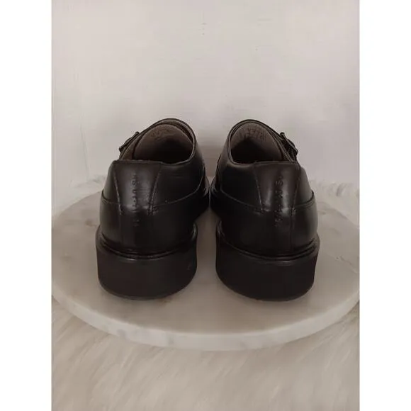 All Saints Luke Men's 11 US 44 EU Monk Strap Creeper Loafers Shoes Black Leather