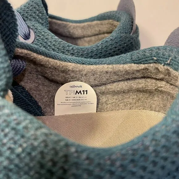 Allbirds Men’s Tree Piper Shoes Teal Blue Sneakers Comfort Low Top Sz 11 EUC