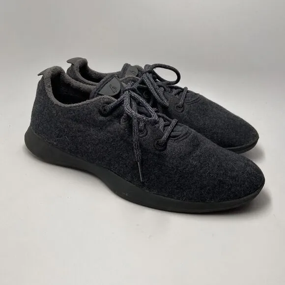Allbirds Mens Wool Runner 0319 NV1 Black Lace Up Low Top Athletic Shoes Size 10