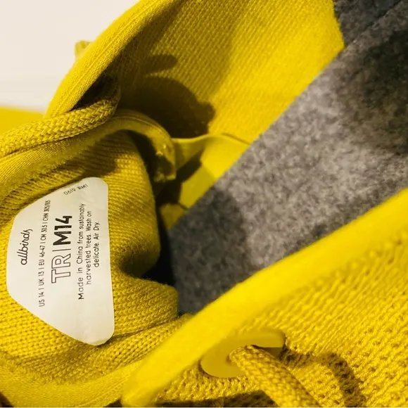 Allbirds Tree Runners Shoes Elephant Grass/Yellow (white sole) Size Mens 14.