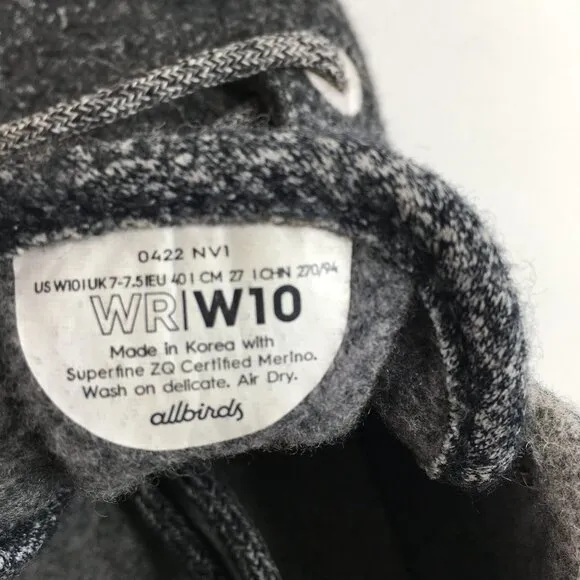 Allbirds Wool Runner Gray Sneakers Size 10