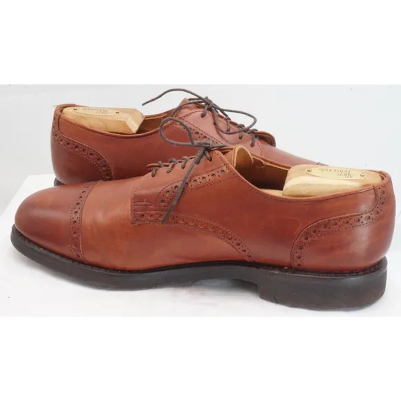 Allen Edmonds Chili Brown 8.5 D Benton Captoe Oxford Shoes Vibram Soles EUC