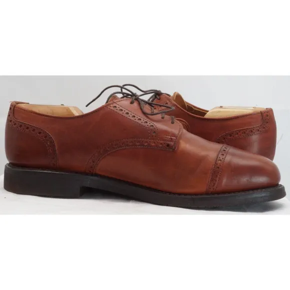 Allen Edmonds Chili Brown 8.5 D Benton Captoe Oxford Shoes Vibram Soles EUC