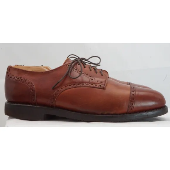 Allen Edmonds Chili Brown 8.5 D Benton Captoe Oxford Shoes Vibram Soles EUC