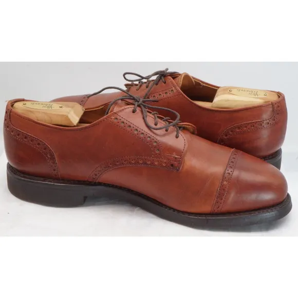 Allen Edmonds Chili Brown 8.5 D Benton Captoe Oxford Shoes Vibram Soles EUC