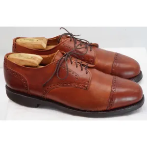 Allen Edmonds Chili Brown 8.5 D Benton Captoe Oxford Shoes Vibram Soles EUC