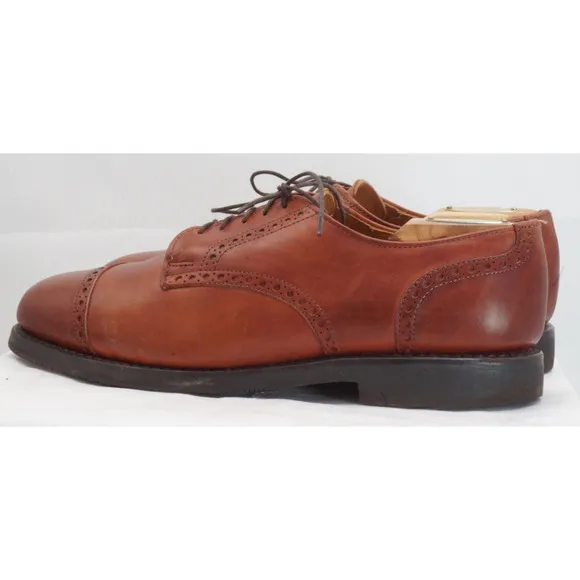 Allen Edmonds Chili Brown 8.5 D Benton Captoe Oxford Shoes Vibram Soles EUC