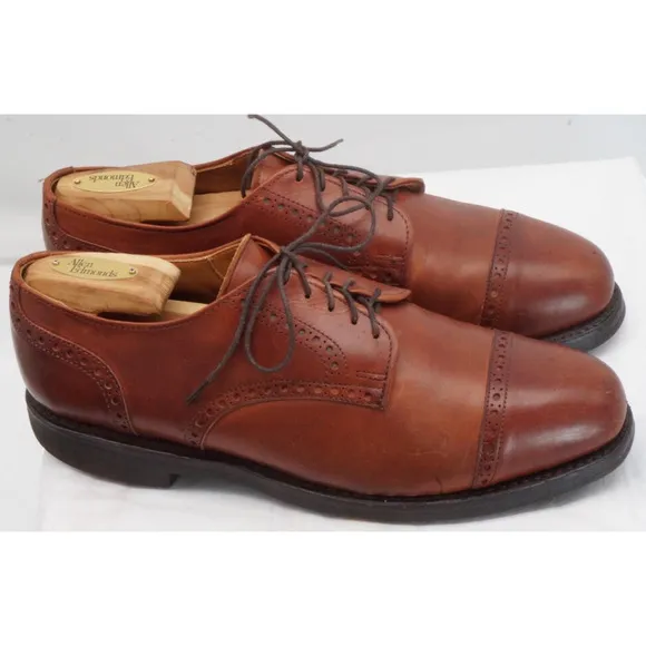 Allen Edmonds Chili Brown 8.5 D Benton Captoe Oxford Shoes Vibram Soles EUC