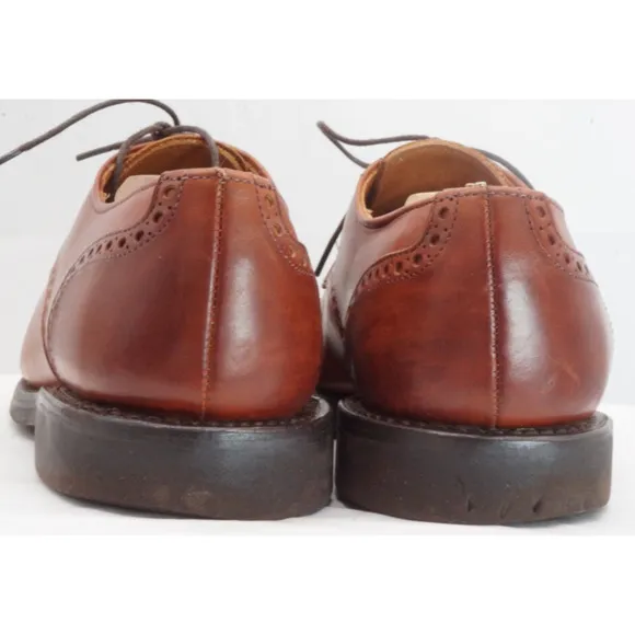Allen Edmonds Chili Brown 8.5 D Benton Captoe Oxford Shoes Vibram Soles EUC