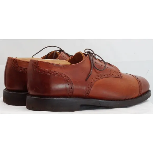 Allen Edmonds Chili Brown 8.5 D Benton Captoe Oxford Shoes Vibram Soles EUC