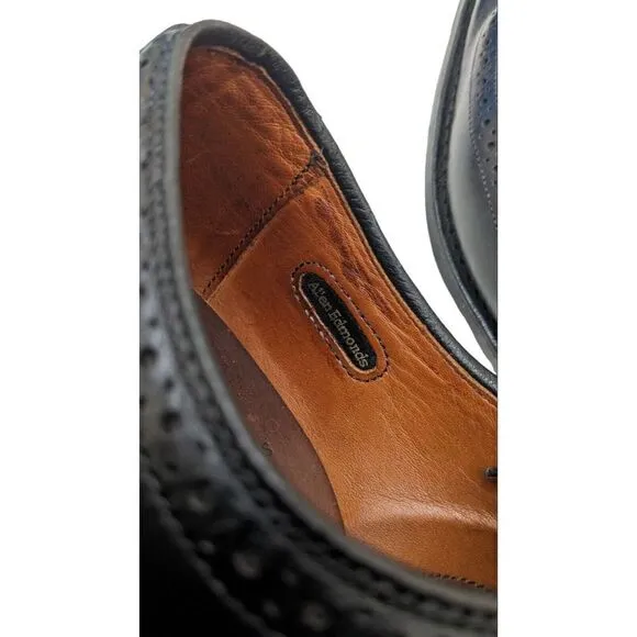 Allen Edmonds Madison Park Black Leather Wingtip Blucher Size 9.5D
