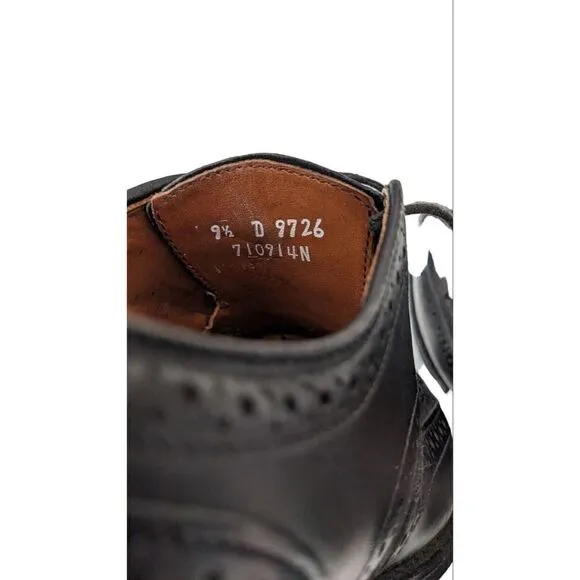 Allen Edmonds Madison Park Black Leather Wingtip Blucher Size 9.5D