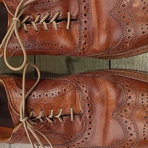 ALLEN EDMONDS McTavish Tan Brown Oxford Long Wing Tip Sz 10.5 D Mens Dress Shoes