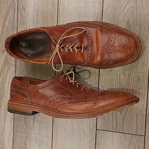 ALLEN EDMONDS McTavish Tan Brown Oxford Long Wing Tip Sz 10.5 D Mens Dress Shoes