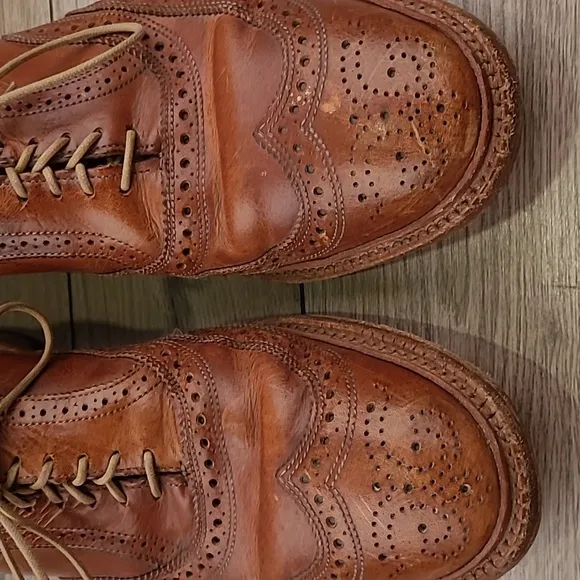 ALLEN EDMONDS McTavish Tan Brown Oxford Long Wing Tip Sz 10.5 D Mens Dress Shoes