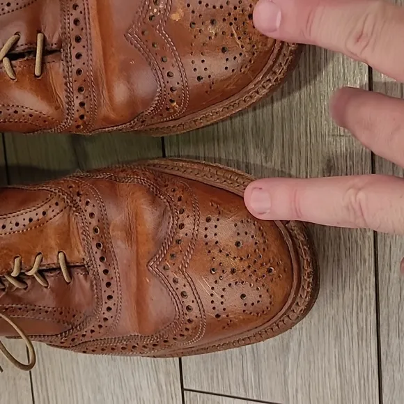 ALLEN EDMONDS McTavish Tan Brown Oxford Long Wing Tip Sz 10.5 D Mens Dress Shoes