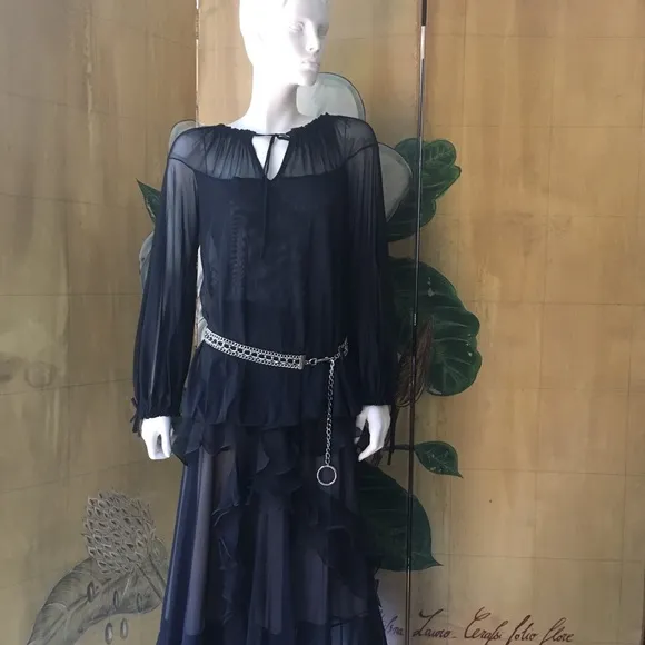 Amelia Toro Black 2 piece Net top and skirt NWT