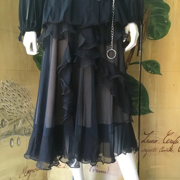 Amelia Toro Black 2 piece Net top and skirt NWT