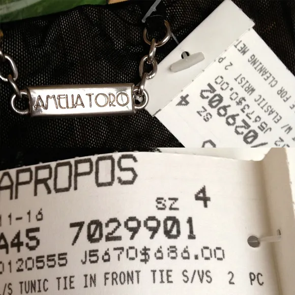 Amelia Toro Black 2 piece Net top and skirt NWT