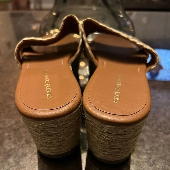 Andre Assous Selena Beige Espadrille Rafia Flatform Wedges