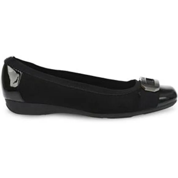 Anne Klein Flat Shoes Women Black Leather  Uplift Ballet Flat Comfortable Shoes