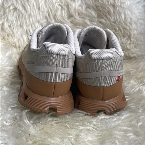Anthropologie Cream and Brown Athletic Sneakers